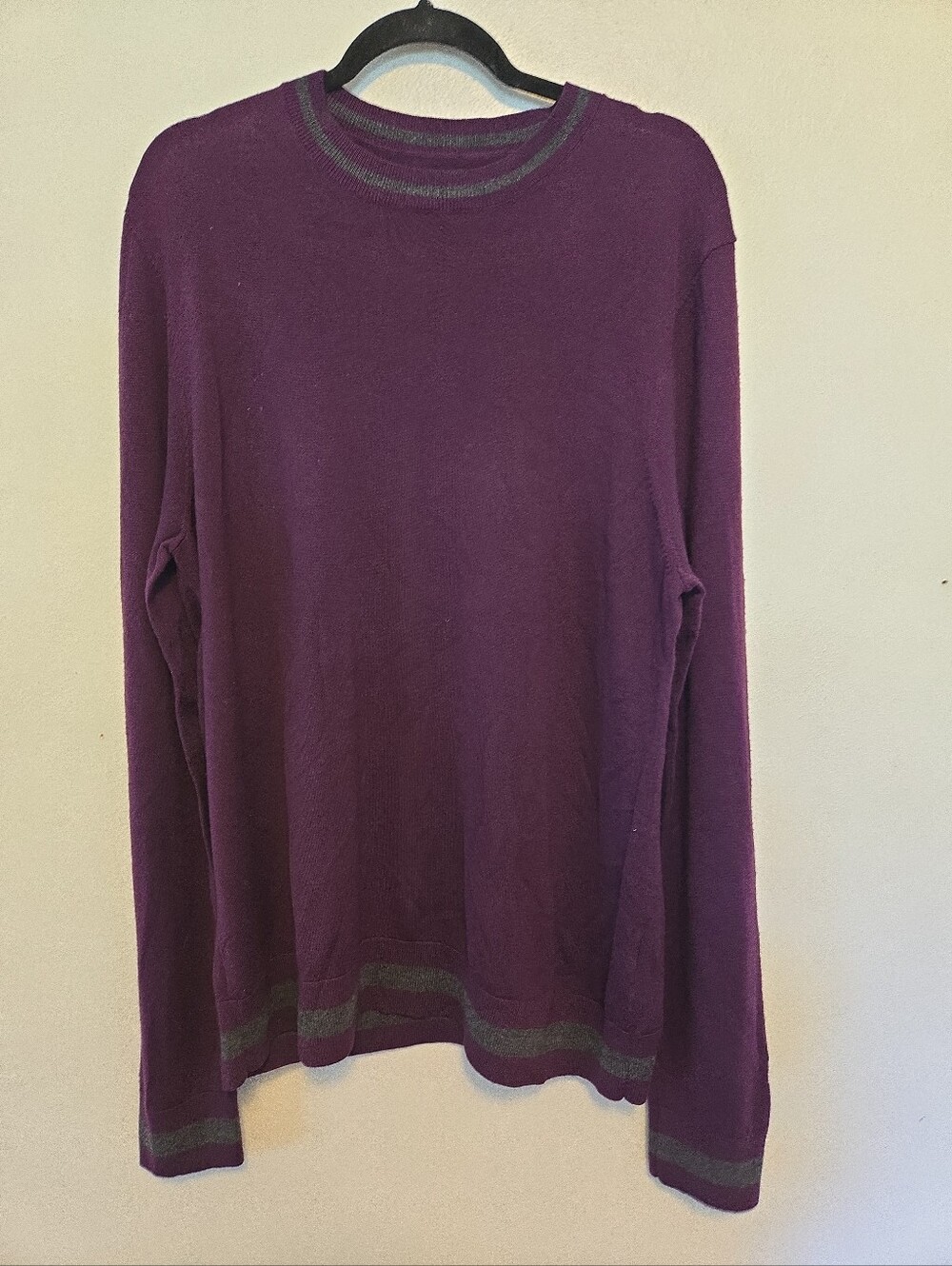 Good Man Brand Men's 100% Wool Lightweight Pullover Sweater Purple Size XL